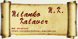 Milanko Kalaver vizit kartica